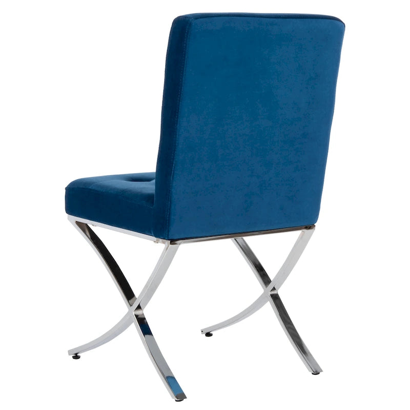 Glam Tufted Accent Side Chair with Polished Chrome Legs Multi-Color