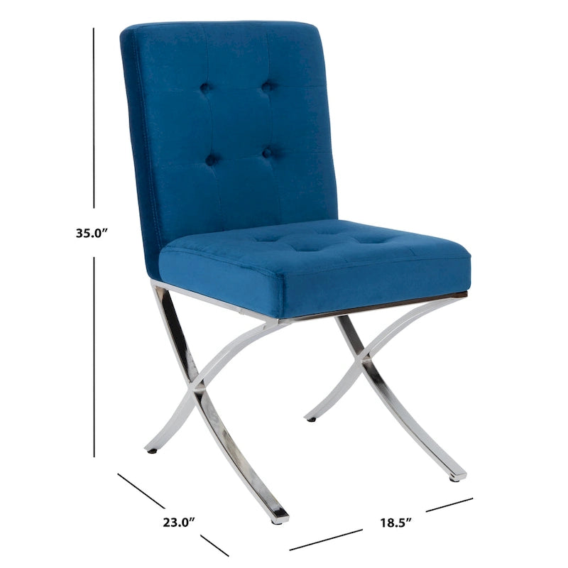 Glam Tufted Accent Side Chair with Polished Chrome Legs Multi-Color