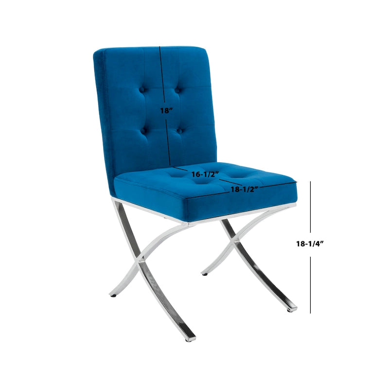 Glam Tufted Accent Side Chair with Polished Chrome Legs Multi-Color