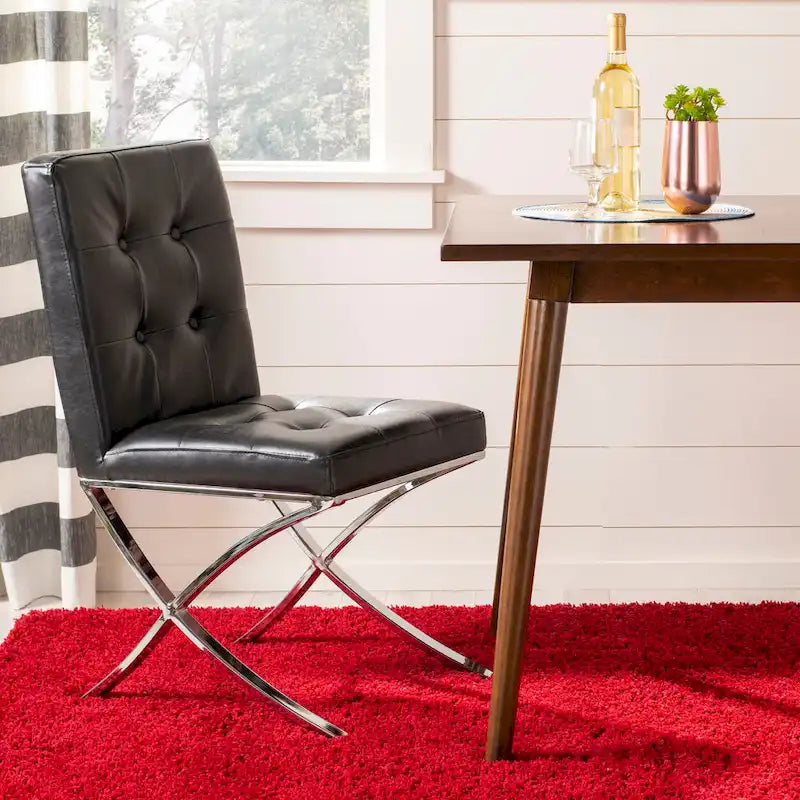 Glam Tufted Accent Side Chair with Polished Chrome Legs Multi-Color