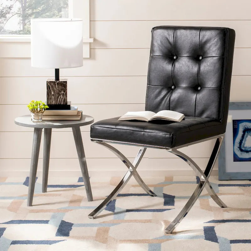 Glam Tufted Accent Side Chair with Polished Chrome Legs Multi-Color
