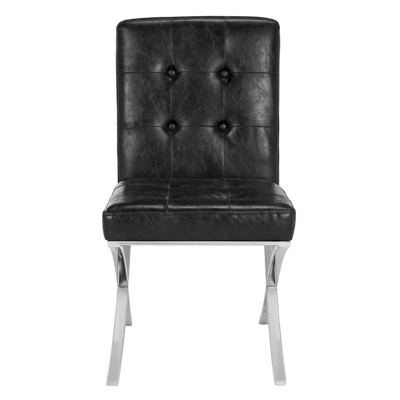 Glam Tufted Accent Side Chair with Polished Chrome Legs Multi-Color
