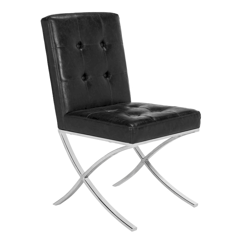 Glam Tufted Accent Side Chair with Polished Chrome Legs Multi-Color
