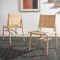 Chaise de salle à manger tressée en rotin naturel, cadre en bois massif, sans accoudoirs, couleur naturelle