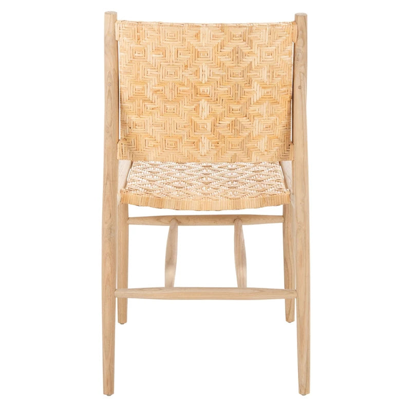 Chaise de salle à manger tressée en rotin naturel, cadre en bois massif, sans accoudoirs, couleur naturelle