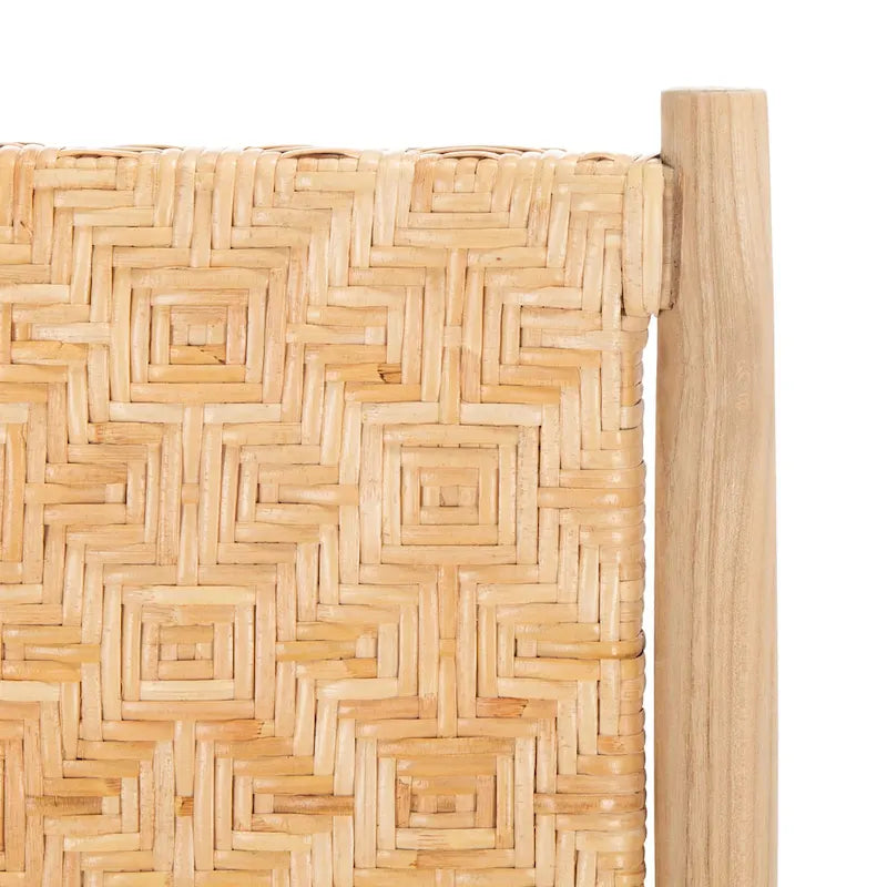 Chaise de salle à manger tressée en rotin naturel, cadre en bois massif, sans accoudoirs, couleur naturelle