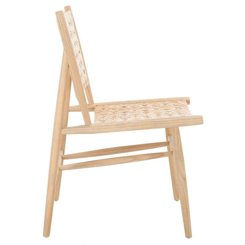 Chaise de salle à manger tressée en rotin naturel, cadre en bois massif, sans accoudoirs, couleur naturelle