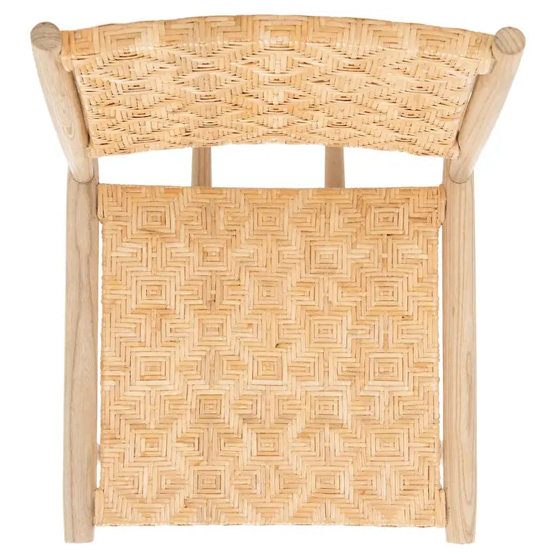 Chaise de salle à manger tressée en rotin naturel, cadre en bois massif, sans accoudoirs, couleur naturelle