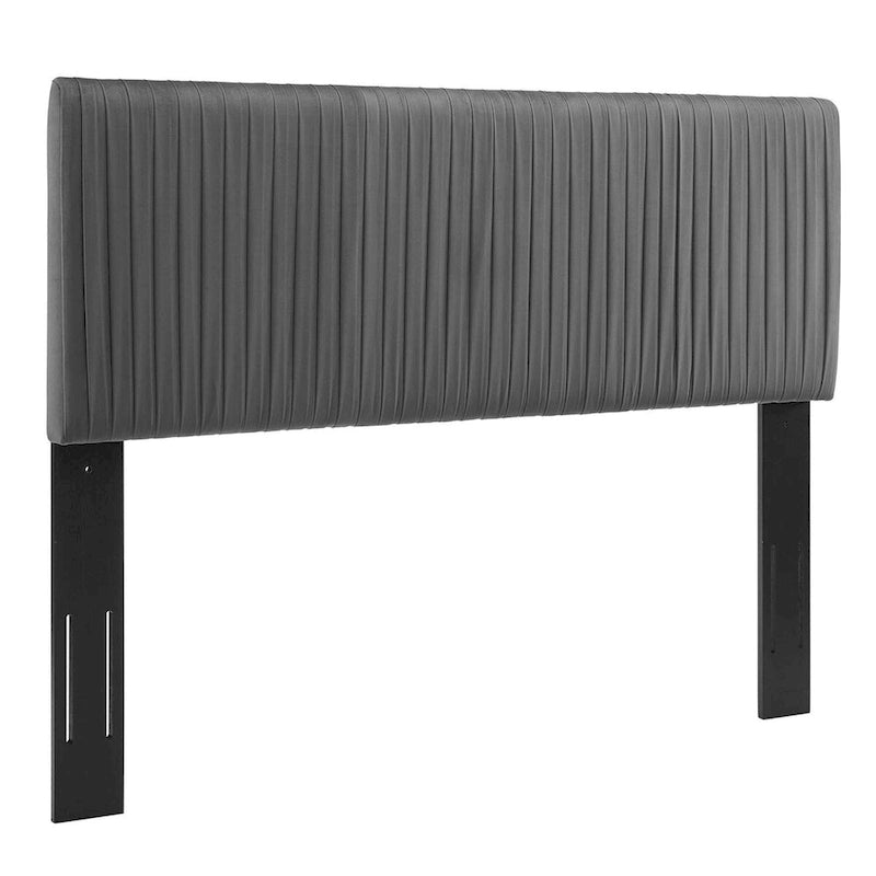 Tête de lit capitonnée en velours Full/Queen, gris anthracite