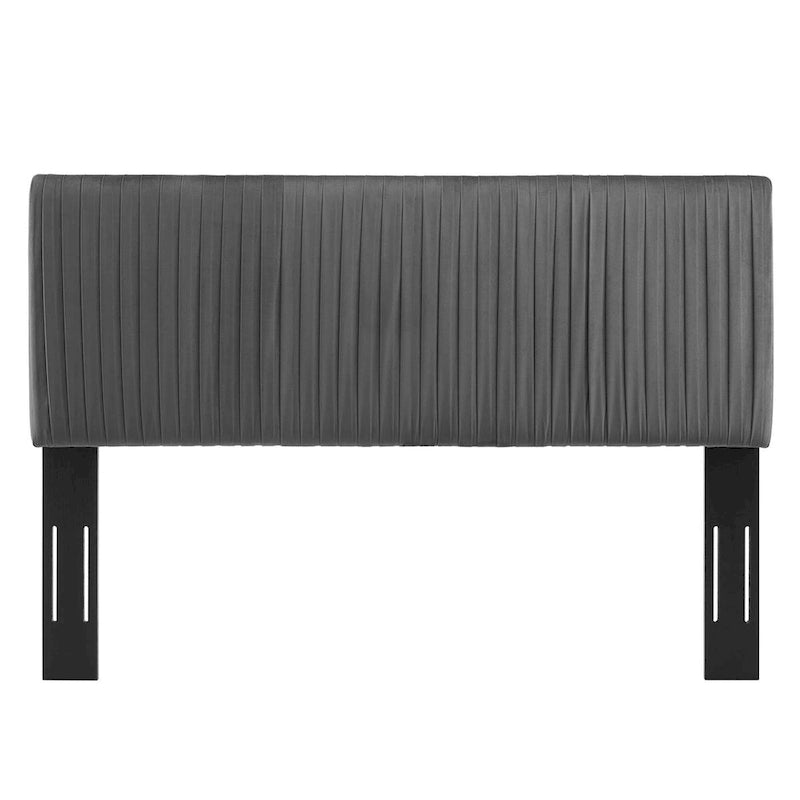 Tête de lit capitonnée en velours Full/Queen, gris anthracite