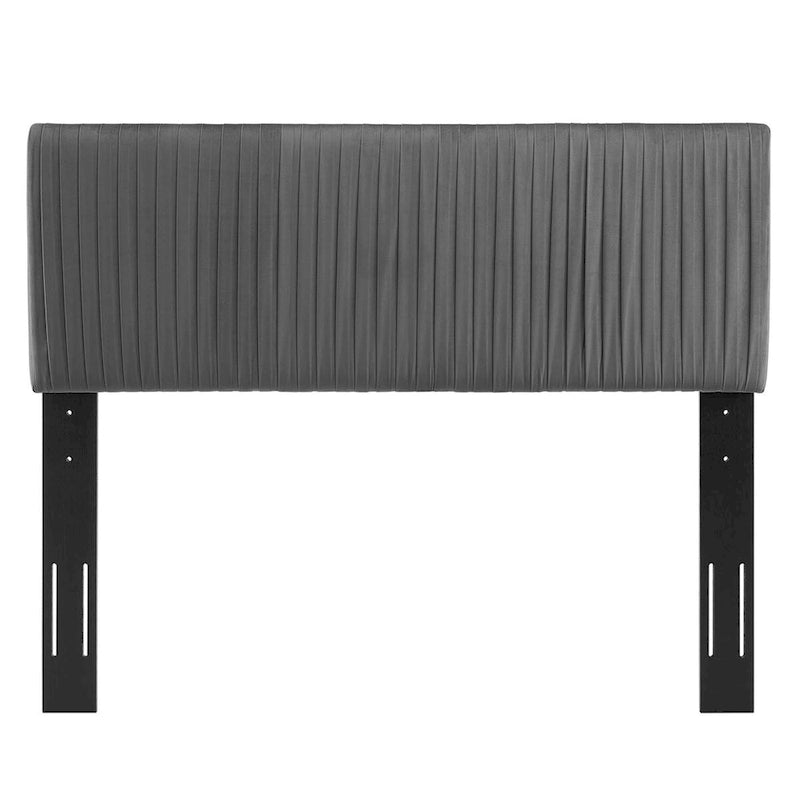Tête de lit capitonnée en velours Full/Queen, gris anthracite