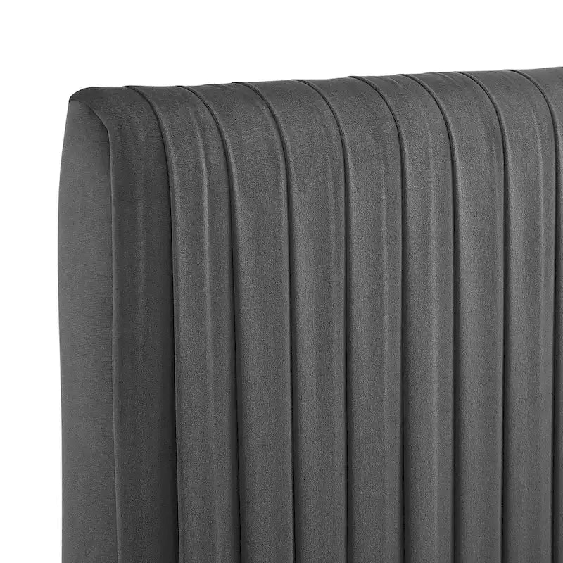Tête de lit capitonnée en velours Full/Queen, gris anthracite