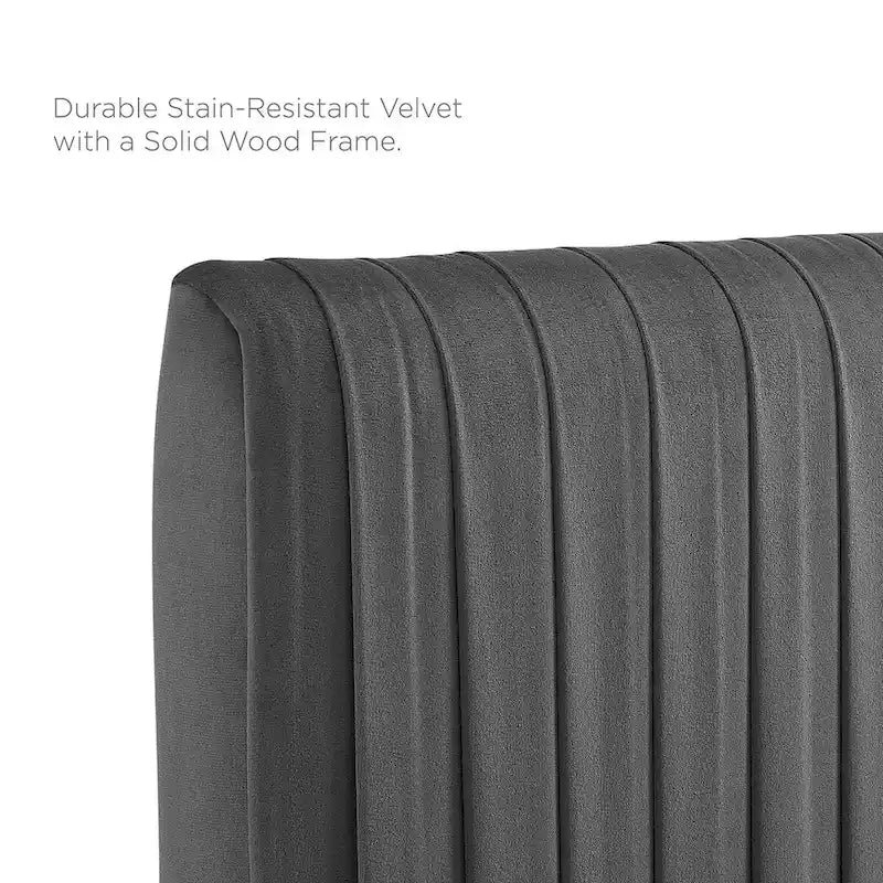 Tête de lit capitonnée en velours Full/Queen, gris anthracite