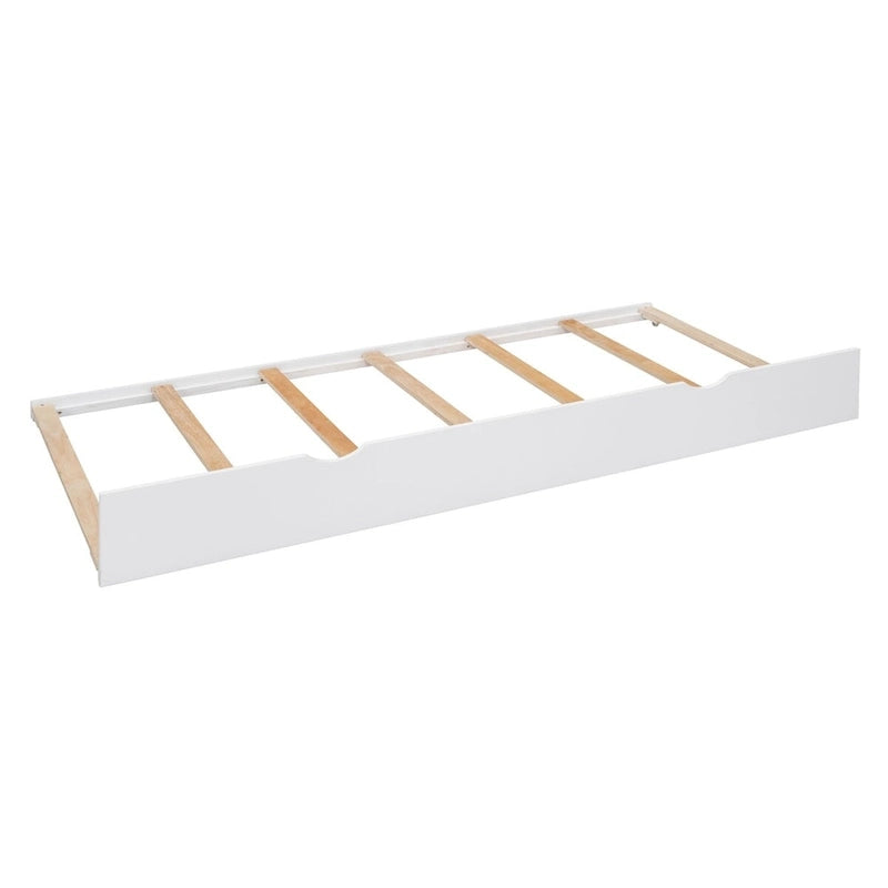 Lit double en bois avec armoire de rangement intégrée et étagères