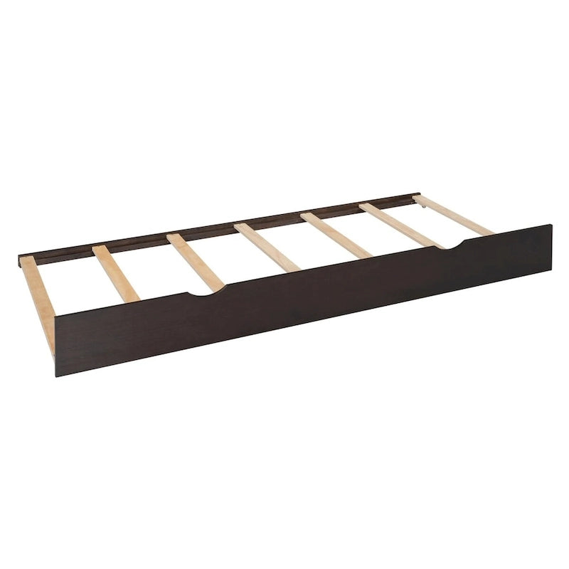 Lit double en bois avec armoire de rangement intégrée et étagères