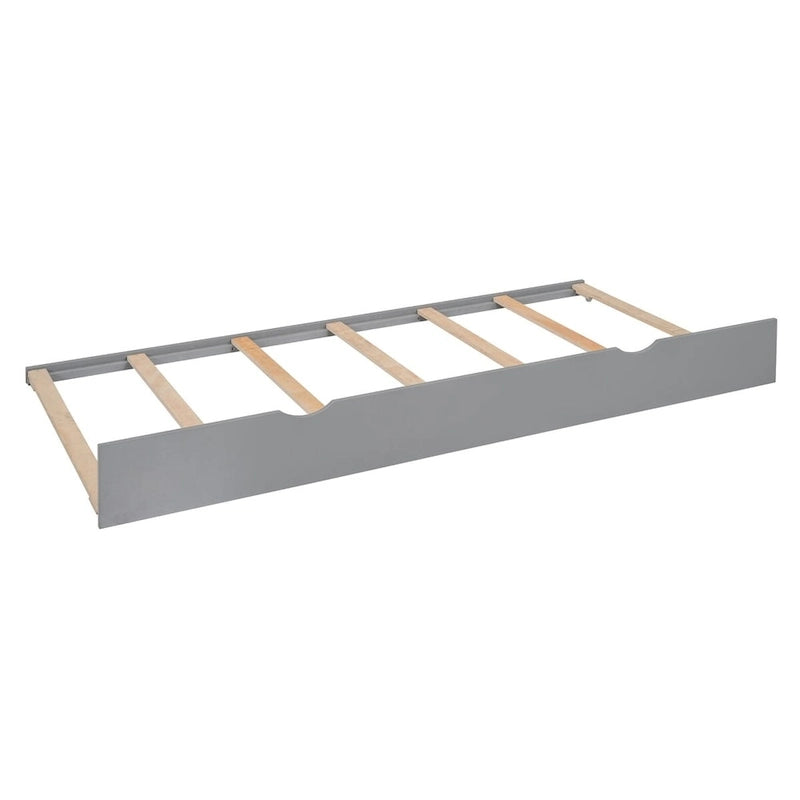 Lit double en bois avec armoire de rangement intégrée et étagères