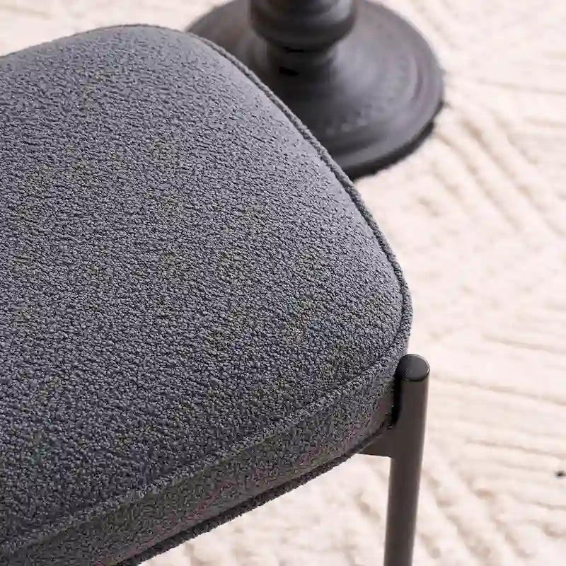 Repose-pieds ottoman touffeté en velours avec pieds en métal, gris foncé et beige