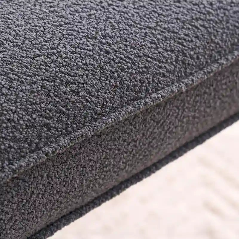 Repose-pieds ottoman touffeté en velours avec pieds en métal, gris foncé et beige