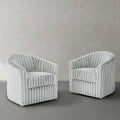 Channel Tufted Plush Barrel Swivel Accent Chair, White