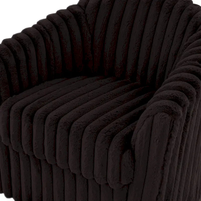 Channel Tufted Plush Barrel Swivel Accent Chair, White