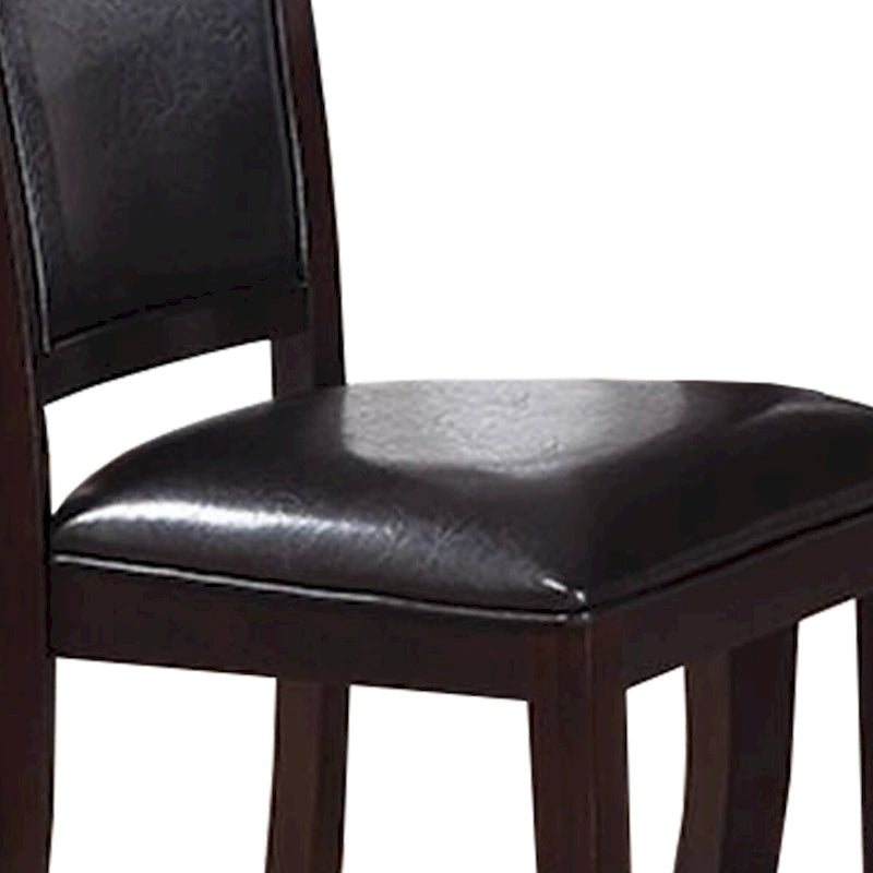 Chaise de salle à manger en bois rembourrée de similicuir marron foncé