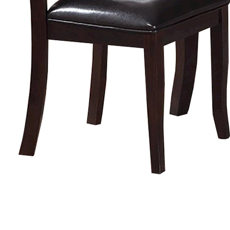Chaise de salle à manger en bois rembourrée de similicuir marron foncé