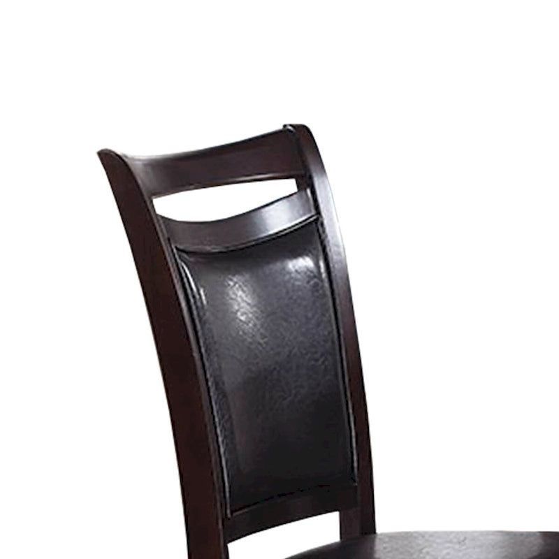 Chaise de salle à manger en bois rembourrée de similicuir marron foncé