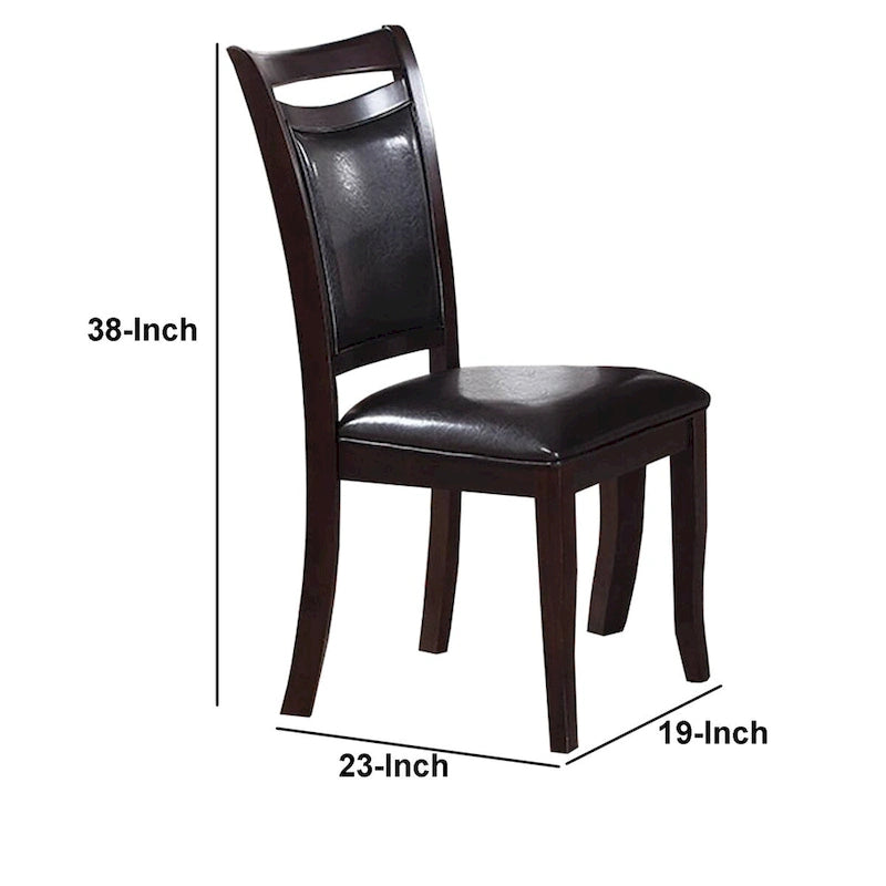 Chaise de salle à manger en bois rembourrée de similicuir marron foncé