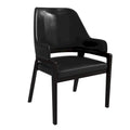 Chaise de salle à manger moderne en cuir PU, dossier incurvé ouvert, pieds en bois d'hévéa, noir et blanc