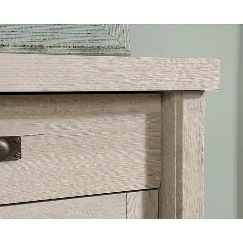 Meuble de rangement en bois avec tiroir et deux portes fini châtaignier crayeux