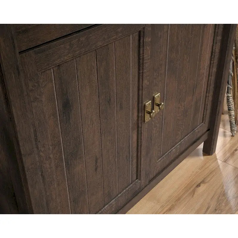 Meuble de rangement en bois avec tiroir et deux portes fini châtaignier crayeux