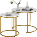 Table basse ronde en bois marron rustique avec plateau et piétement en métal