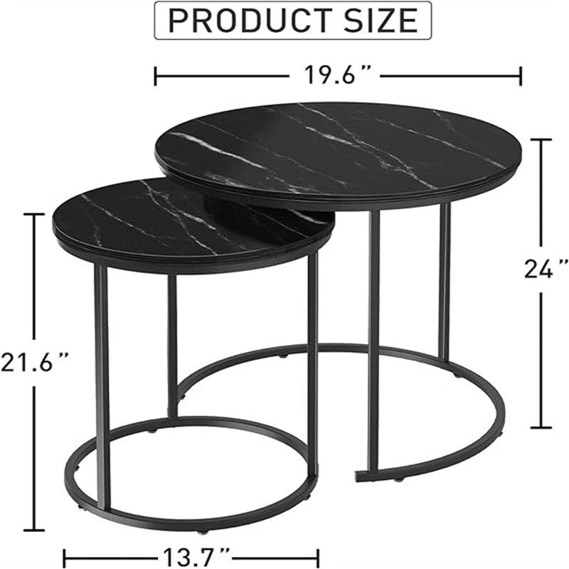 Table basse ronde en bois marron rustique avec plateau et piétement en métal