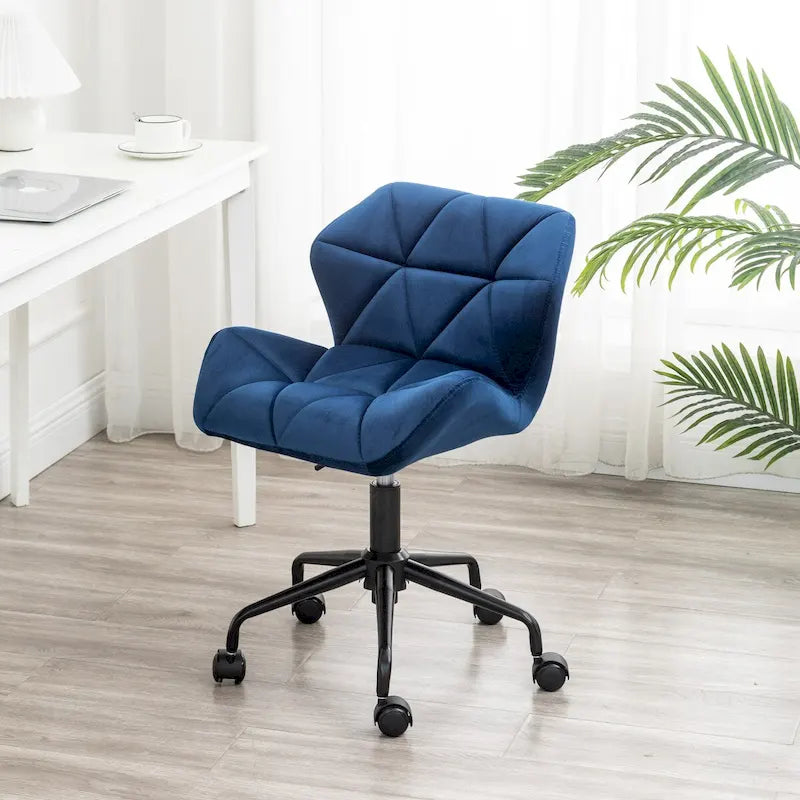 Chaise de bureau pivotante en velours capitonné avec hauteur réglable