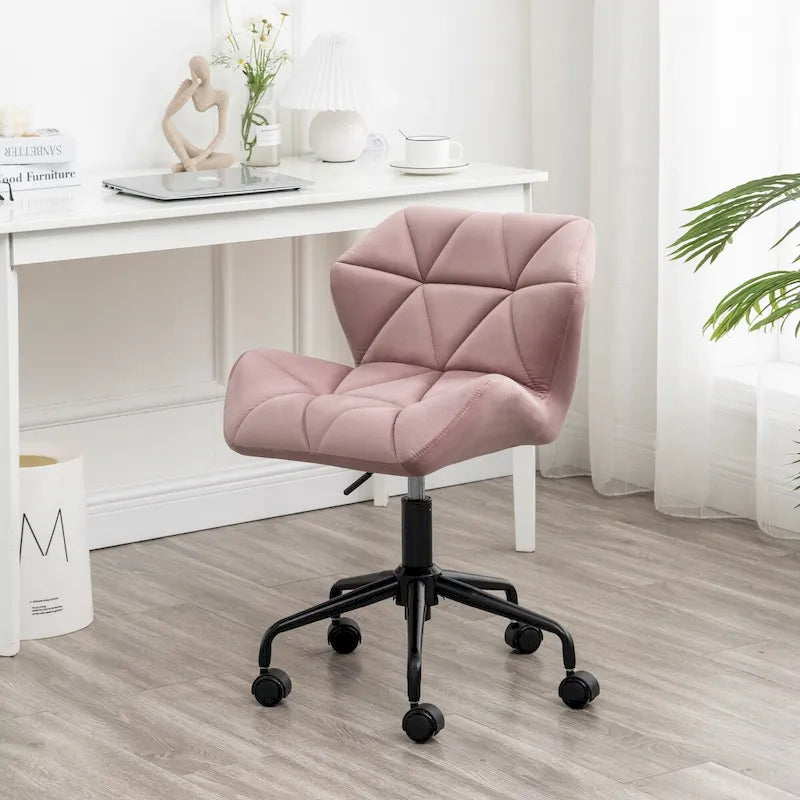 Chaise de bureau pivotante en velours capitonné avec hauteur réglable
