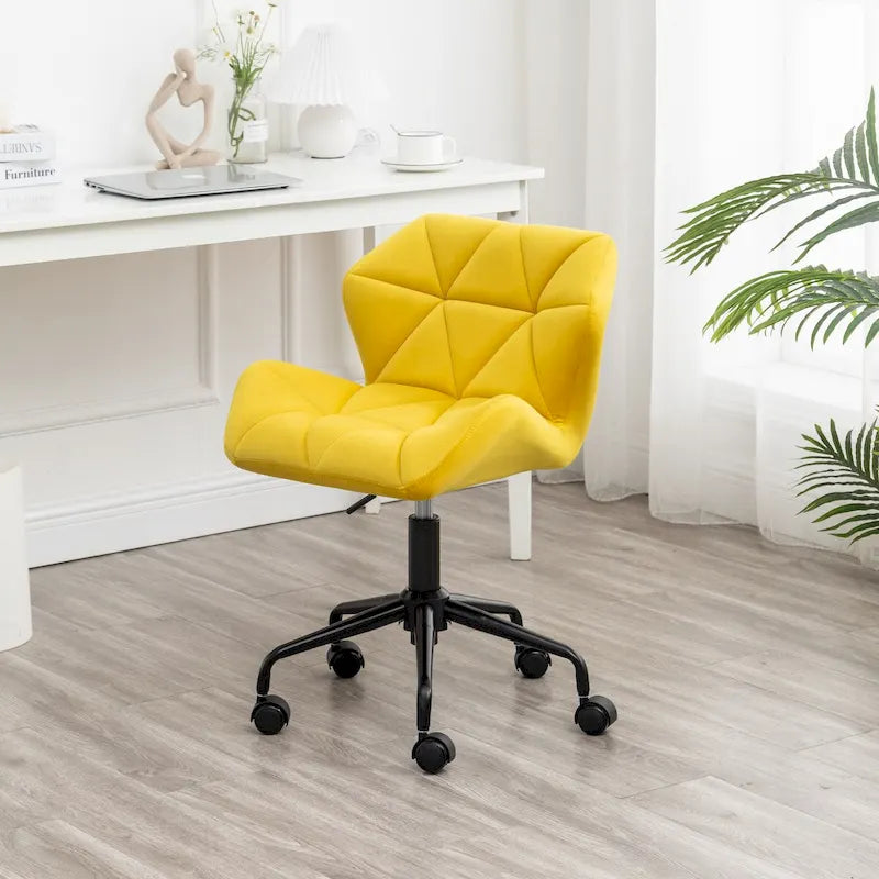 Chaise de bureau pivotante en velours capitonné avec hauteur réglable
