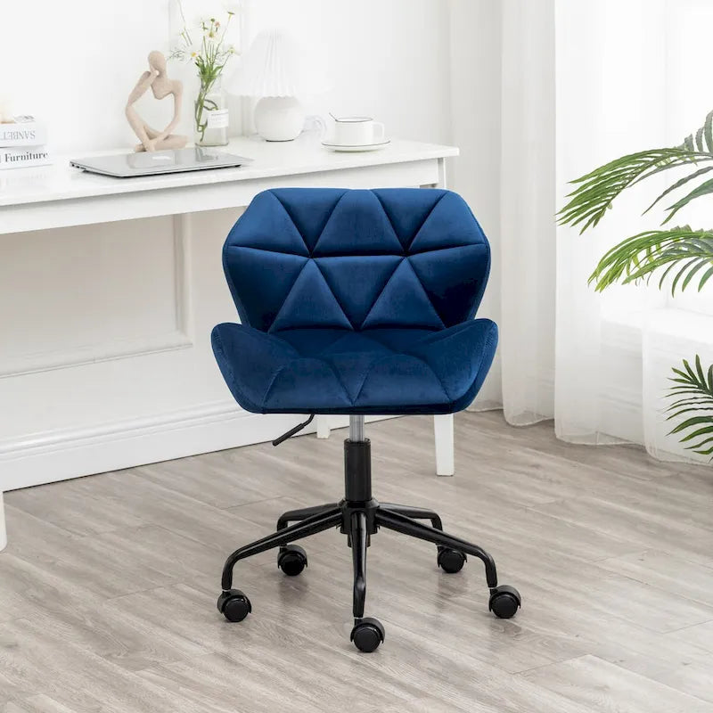 Chaise de bureau pivotante en velours capitonné avec hauteur réglable