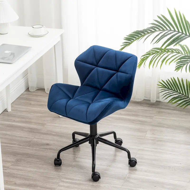 Chaise de bureau pivotante en velours capitonné avec hauteur réglable