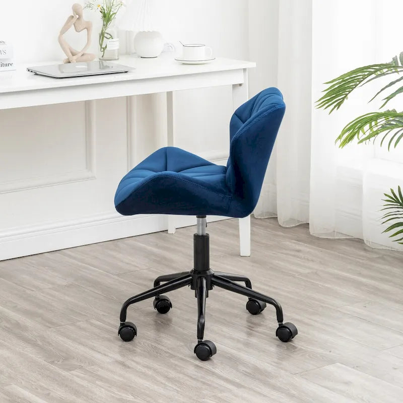 Chaise de bureau pivotante en velours capitonné avec hauteur réglable