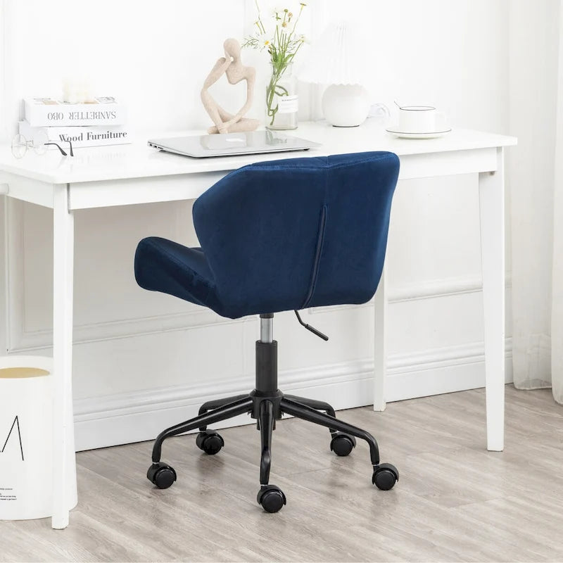 Chaise de bureau pivotante en velours capitonné avec hauteur réglable