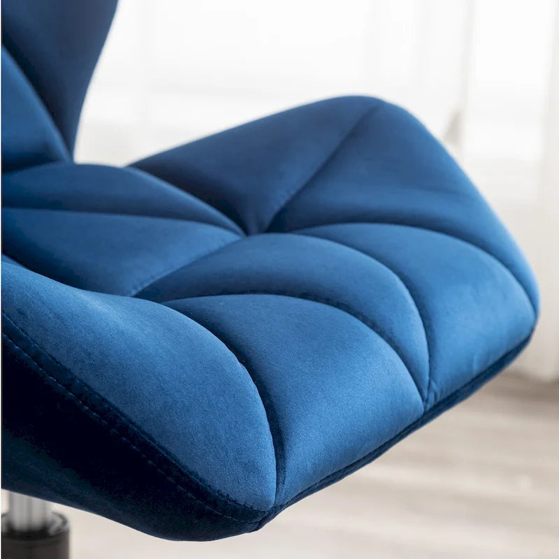 Chaise de bureau pivotante en velours capitonné avec hauteur réglable