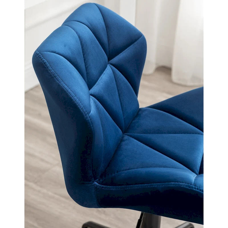 Chaise de bureau pivotante en velours capitonné avec hauteur réglable
