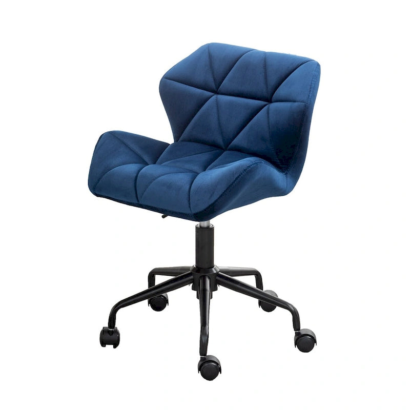 Chaise de bureau pivotante en velours capitonné avec hauteur réglable