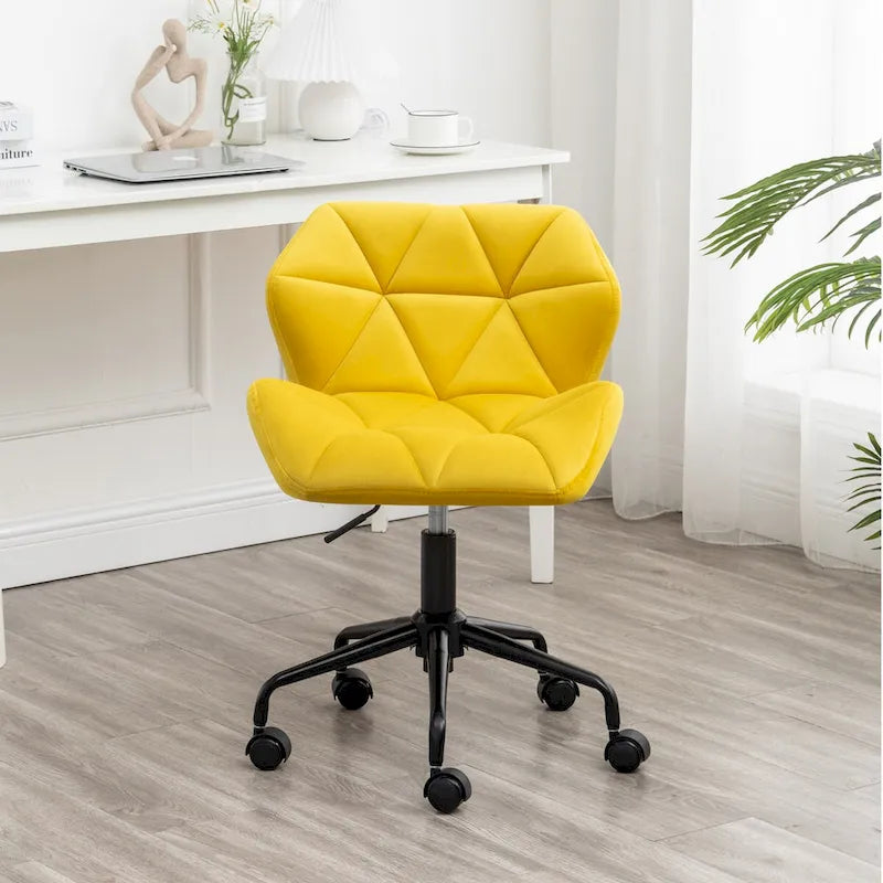 Chaise de bureau pivotante en velours capitonné avec hauteur réglable