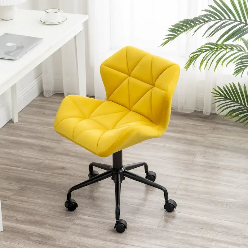 Chaise de bureau pivotante en velours capitonné avec hauteur réglable