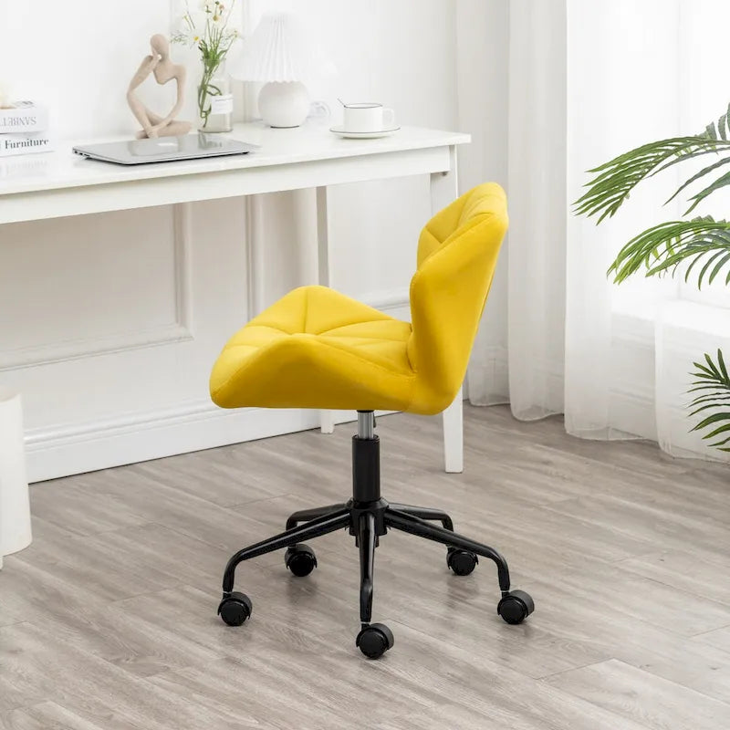 Chaise de bureau pivotante en velours capitonné avec hauteur réglable