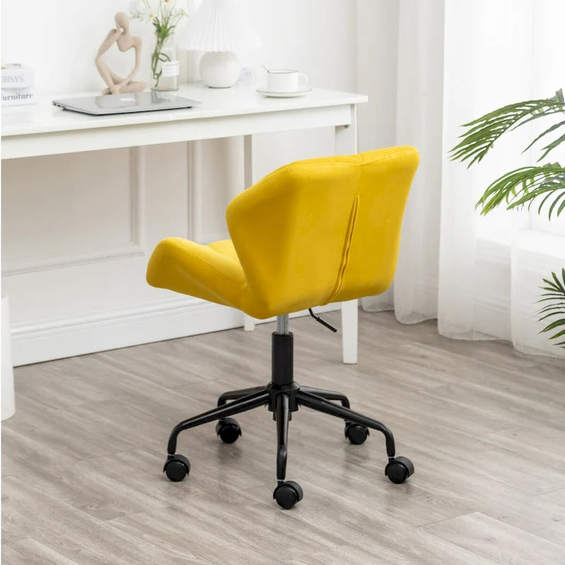 Chaise de bureau pivotante en velours capitonné avec hauteur réglable