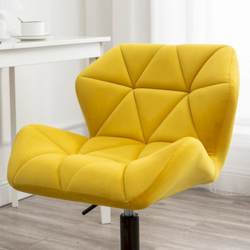 Chaise de bureau pivotante en velours capitonné avec hauteur réglable