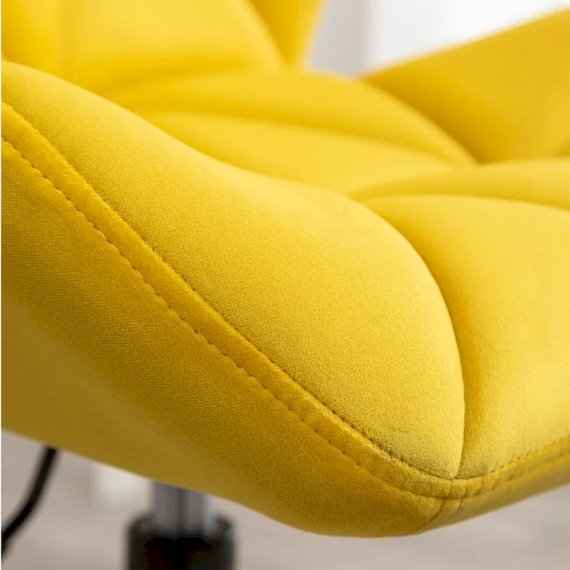 Chaise de bureau pivotante en velours capitonné avec hauteur réglable