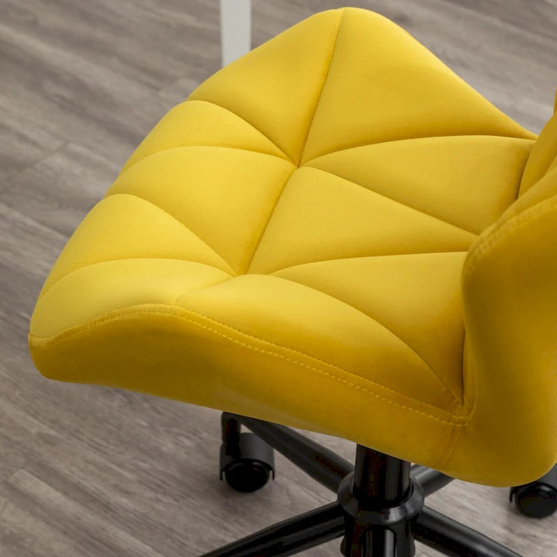 Chaise de bureau pivotante en velours capitonné avec hauteur réglable